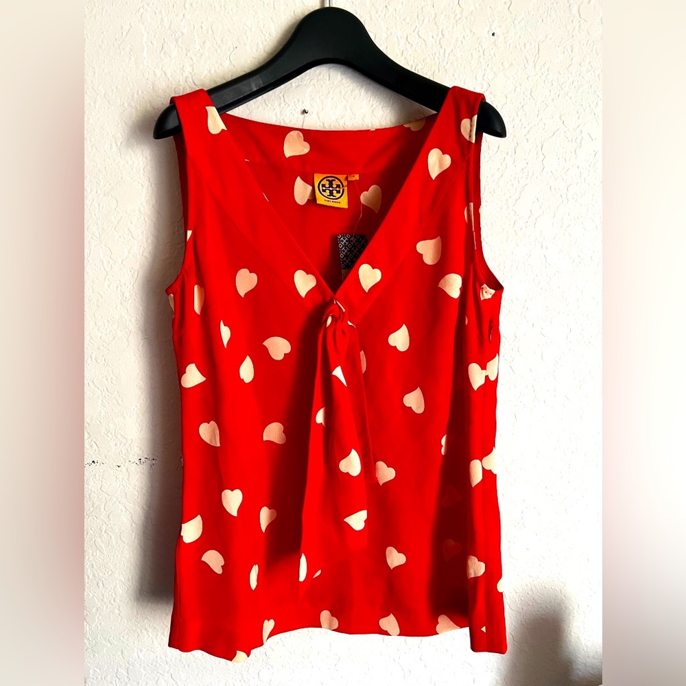 NWT Tory Burch heart tie blouse